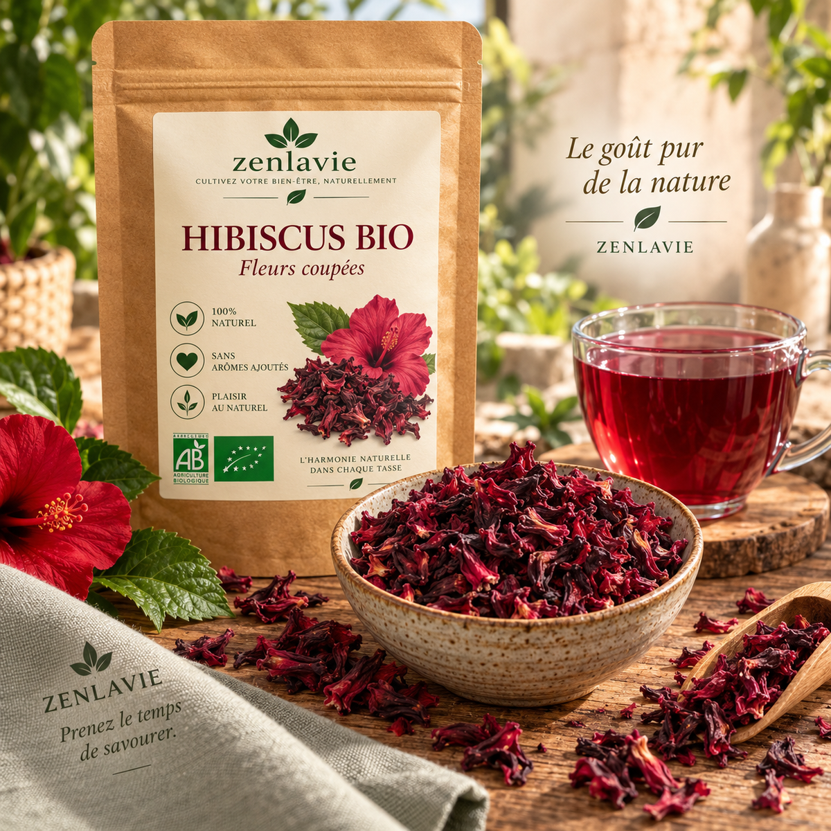 Hibiscus BIO en fleurs coupées – infusion 100 g