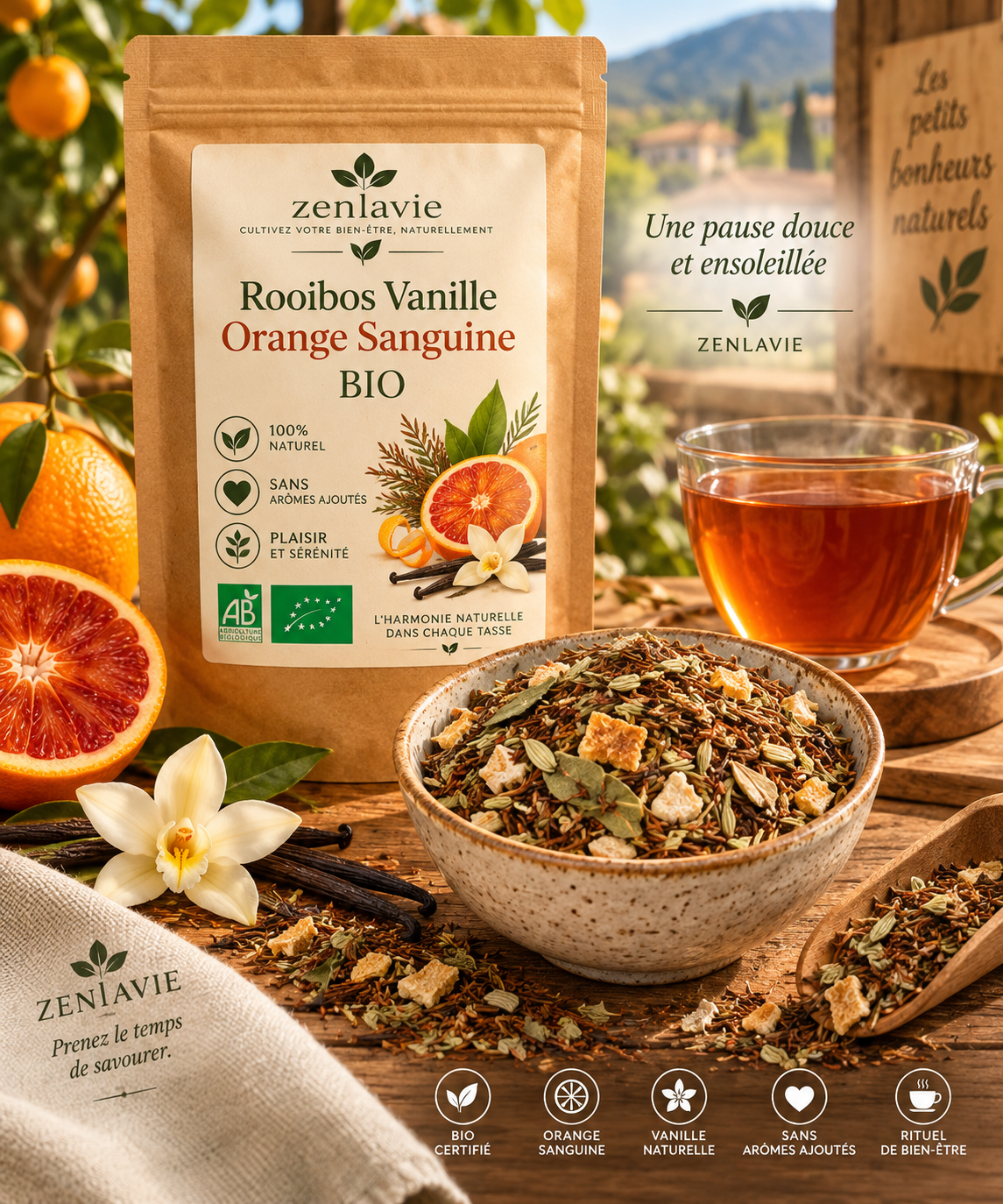 Rooibos Vanille – Orange Sanguine BIO 100 g en vrac