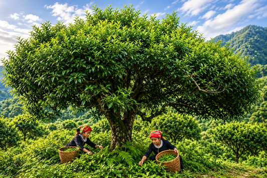 Cueilleuses récoltant le thé blanc Mao Feng dans les montagnes du Vietnam