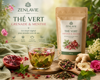 Thé vert BIO grenade & menthe – 100 g